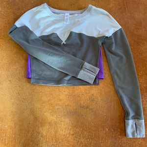 Purple and Gray Ivivva crop top.